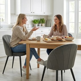 HOMCOM Set de 2 Scaune de Sufragerie din Catifea, Scaune de Bucătărie cu Spătar Curbat în Formă de Scoică, Picioare din Oțel, Stil Nordic, Scaune Tapițate pentru Bucătărie, Dormitor, Living, Gri | Aosom Romania