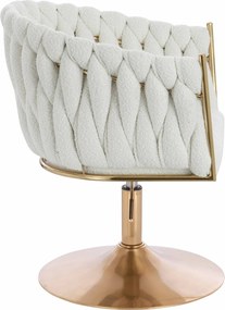 HR750N Scaun Crem Boucle cu Bază Aurie