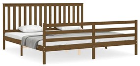 3194269 vidaXL Cadru pat cu tăblie, maro miere, 200x200 cm, lemn masiv