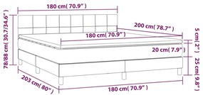 Pat box spring cu saltea, albastru, 180x200 cm, material textil Albastru, 180 x 200 cm, Cu blocuri patrate