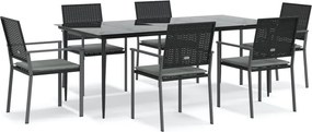 vidaXL Set mobilier de grădină cu perne, 7 piese, poliratan și oțel