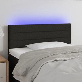 3121728 vidaXL Tăblie de pat cu LED, negru, 80x5x78/88 cm, textil
