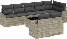 vidaXL Set de canapele pentru grădină 9 pcs Gri deschis poliratan