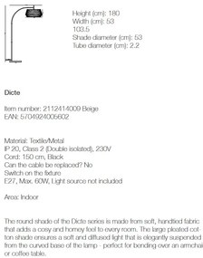 Lampadar, lampa de podea design modern DICTE bej 2112414009 NL