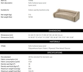 Canapea curbata design LUX Carbone, Lyssa sand