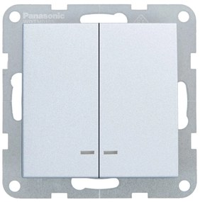 Intrerupator dublu cu led 10A, IP20, Argintiu, Panasonic Karre Plus 55
