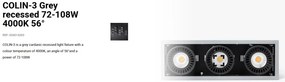Spot LED incastrabil COLIN-3 Grey recessed 72-108W 4000K 56°