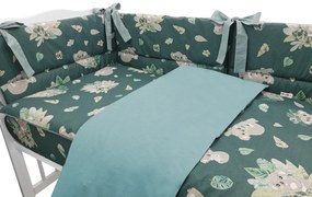 BABY NELLYS 3-dílná set de Mantinel cu lenjerie de pat, Koala tropicală, verde 135x100