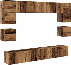 vidaXL Set comodă TV Pe perete 8 pcs Lemn Vechi Lemn compozit