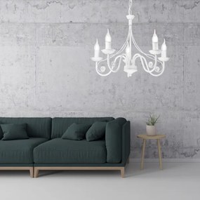 Lustră pe lanț DONATO 5xE14/40W/230V alb