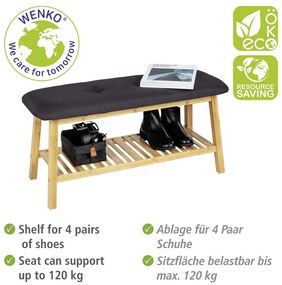 Pantofar negru/natural cu bancă din bambus Ecori – Wenko