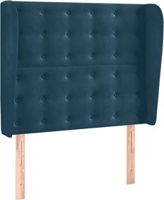 vidaXL Tăblie pat cu aripioare albastru închis 93x23x118/128cm catifea