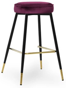 Scaun de bar Circo burgundy picioare negru/gold - H65 cm