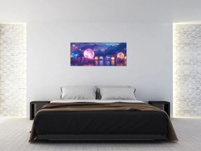 Tablou - Planete pe apă (120x50 cm)