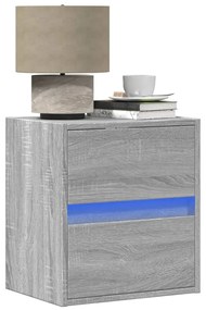 vidaXL Noptiere montate pe perete cu lumini LED, 2 buc., sonoma gri