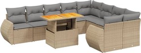 vidaXL Set canapele de grădină cu perne, 10 piese, bej, poliratan