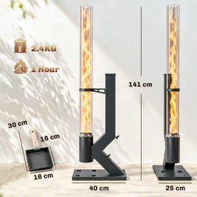 Outsunny Sobă pe peleți pentru exterior 13 kW cu tub, negru | Aosom Romania