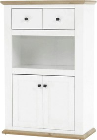 Comoda LEON MZ8, DTD laminat, alb/stejar grand, 85x40x130 cm