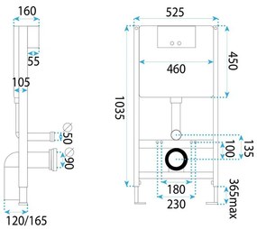 Cadru WC incastrat K011A-Q Rea cu buton T cupru periat