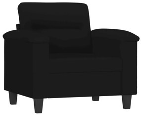 Canapea de o persoana, negru, 60 cm, textil microfibra Negru, 90 x 77 x 80 cm