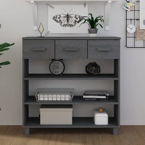 vidaXL Masă consolă „HAMAR”, gri închis, 90x35x90 cm, lemn masiv pin