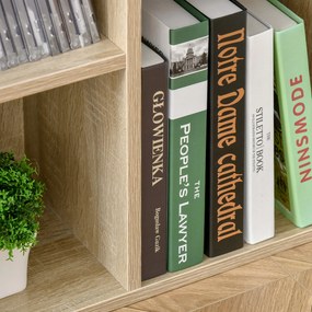 HOMCOM Bibliotecă de Lemn Raft de Cărți cu 7 Compartimente pentru Plante Fișiere 50x24x106 cm Roble | Aosom Romania