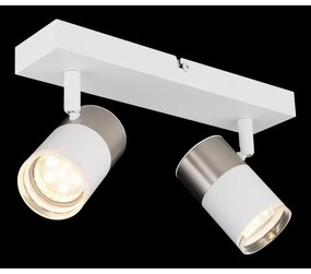 Plafoniera cu 2 Spoturi directionabile BRISBON nickel/alb
