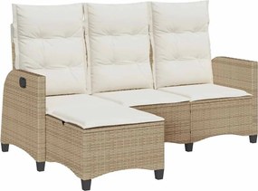 vidaXL Canapea grădină înclinabilă cu perne formă de L polirattan bej