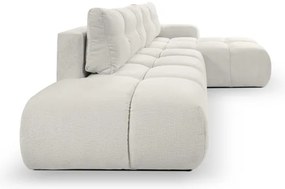 Colțar tapițat extensibil ALMADA, formă în L, pe partea dreaptă, cu spațiu de depozitare, bej