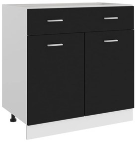 801237 vidaXL Dulap inferior cu sertar, negru, 80x46x81,5 cm, lemn prelucrat