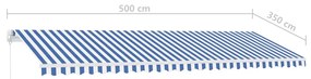 Copertina retractabila manual cu LED, albastrualb, 500x350 cm Albastru si alb, 500 x 350 cm