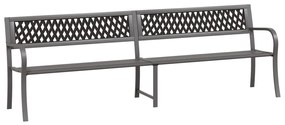 317132 vidaXL Bancă dublă de grădină, gri, 246 cm, oțel