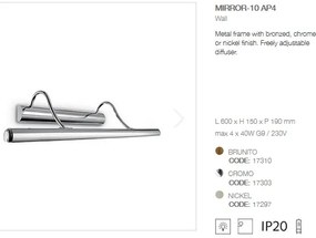 Aplica de perete tablou, oglinda de baie MIRROR-10 AP4 crom 17303