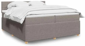 vidaXL Pat box spring cu saltea, gri taupe, 200x200 cm, textil