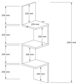 Etajeră de colț ZIKZAK 105,5x25 cm maro