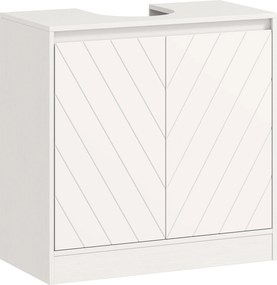 HOMCOM Dulap Sub Lavoar pentru Baie cu 2 Uși și Raft Reglabil, pentru Lavoare cu sau fără Coloană, 60 x 30 x 59,8 cm, Alb | Aosom Romania