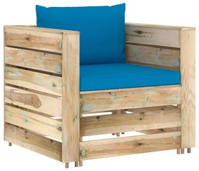 3074535 vidaXL Set mobilier grădină cu perne, 2 piese, lemn tratat verde