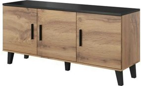 Comoda LOTTA, stejar wotan/negru, PAL, cu 3 usi, 150x45x69 cm