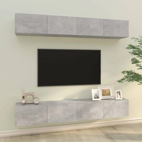 Dulapuri TV de perete, 4 buc., gri beton, 100x30x30 cm 4, Gri beton, 100 x 30 x 30 cm