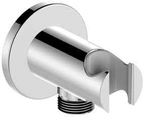 Suport rotund de duș cu cot de ieșire KFA Armatura 845-053-00 MOZA/HALIT crom lucios