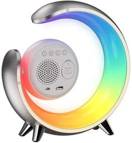 Immax 08985L-LED Lampă de birou RGBW cu ceas, LED 20W, USB 5V, argintiu