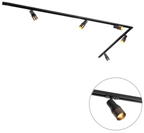 Sistem de iluminat cu șină modern cu 5 spoturi negru cu bronz închis monofazat - Iconic Kohua