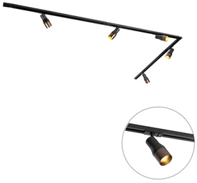Sistem de iluminat cu șină modern cu 5 spoturi negru cu bronz închis monofazat - Iconic Kohua