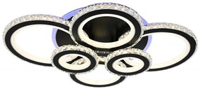 Lustra LED Cu Telecomanda, Elit's Cristal, 4-2 Cercuri, Negru, 240 W, RGB