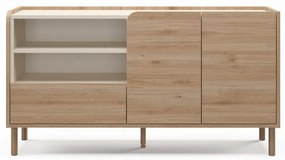 Comodă în culoare naturală cu aspect de lemn de stejar 141x75,5x44 cm Monza – Marckeric