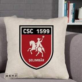 Perna Personalizata CSC 1599 Selimbar Fotbal, 40x40 cm, Bej Canapea, Husa Detasabila, Perna Inclusa, BEKZ®