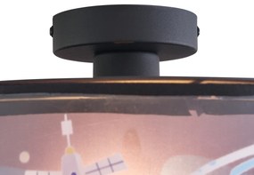 Plafonieră pentru copii neagră cu navă spațială și stele - Harrie in Space