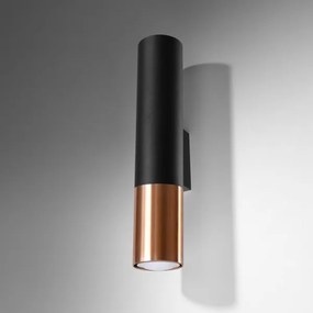 Aplică LOOPEZ 2xGU10/40W/230V neagră/cupru Sollux SL.0944