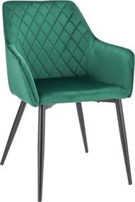 Scaun tapițat din catifea verde, APIS, cu picioare metalice – design modern, confortabil, brand Jumi