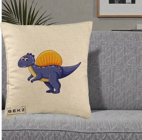 Perna Decorativa Spinozaur Kawaii, 40x40 cm, Bej, Husa Detasabila, Perna Inclusa, BEKZ®